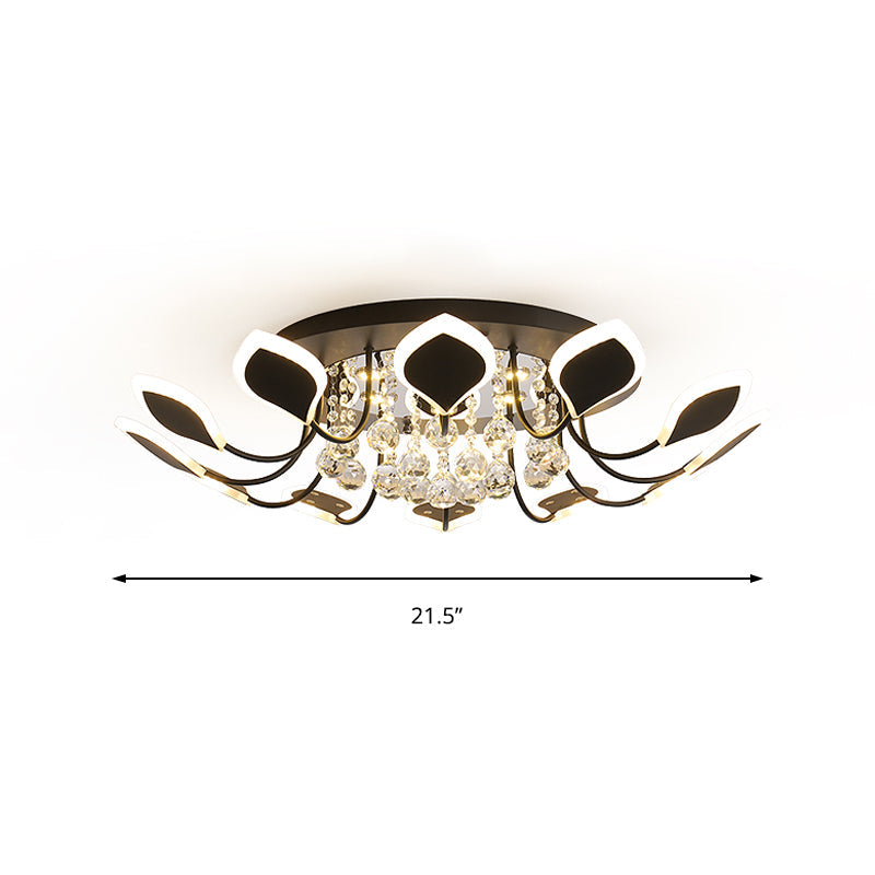 Leaf Acrylic Shade Sputnik Flush Mount Ceiling Light - Modern 8/10/12 Lights White/Black Bedroom