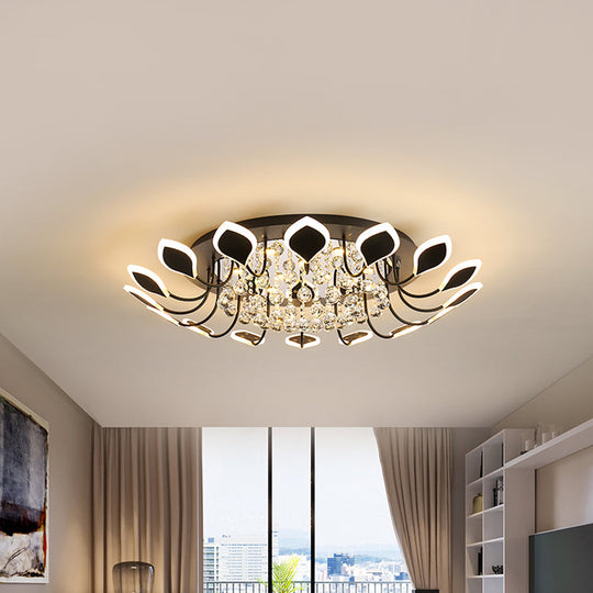 Leaf Acrylic Shade Sputnik Flush Mount Ceiling Light - Modern 8/10/12 Lights White/Black Bedroom