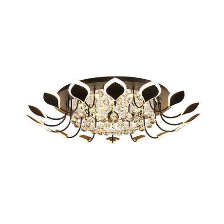 Leaf Acrylic Shade Sputnik Flush Mount Ceiling Light - Modern 8/10/12 Lights White/Black Bedroom