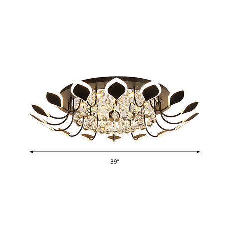 Leaf Acrylic Shade Sputnik Flush Mount Ceiling Light - Modern 8/10/12 Lights White/Black Bedroom