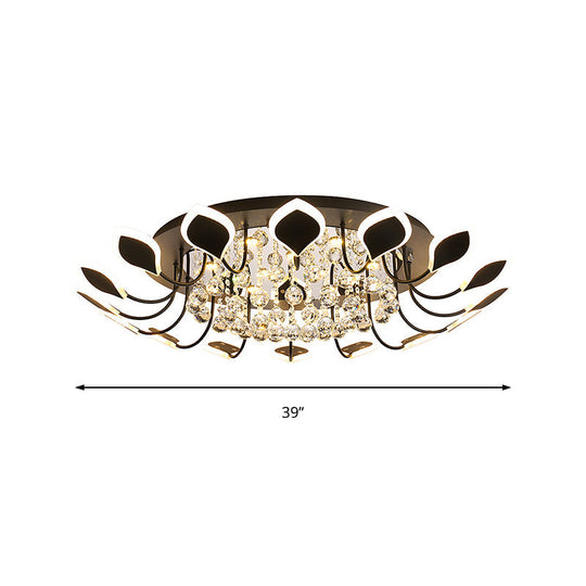 Leaf Acrylic Shade Sputnik Flush Mount Ceiling Light - Modern 8/10/12 Lights White/Black Bedroom