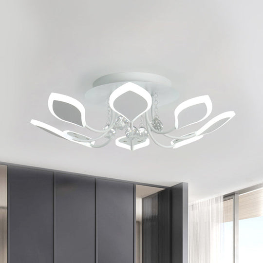 Leaf Acrylic Shade Sputnik Flush Mount Ceiling Light - Modern 8/10/12 Lights White/Black Bedroom