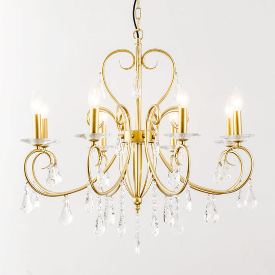 Modern Clear Crystal Gold Chandelier Lighting - Single Tier Suspension Pendant 8/10 Lights With