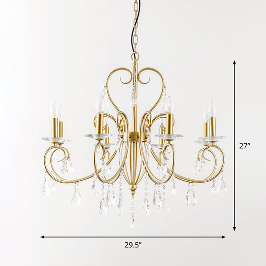Modern Clear Crystal Gold Chandelier Lighting - Single Tier Suspension Pendant 8/10 Lights With