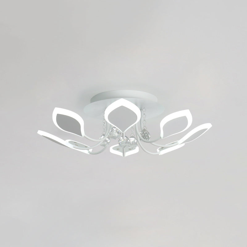 Leaf Acrylic Shade Sputnik Flush Mount Ceiling Light - Modern 8/10/12 Lights White/Black Bedroom