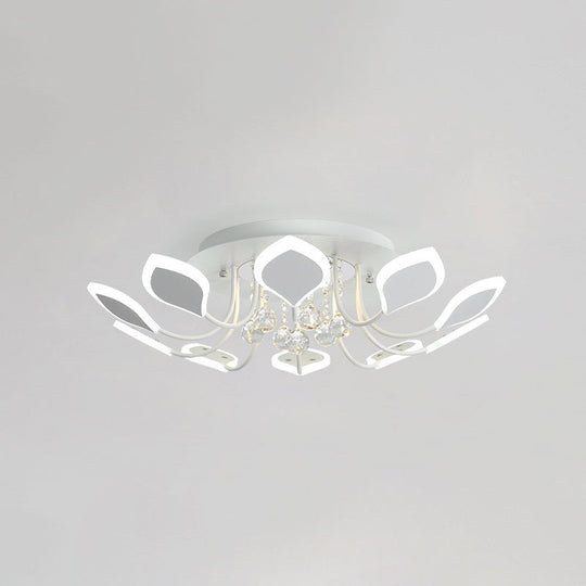 Leaf Acrylic Shade Sputnik Flush Mount Ceiling Light - Modern 8/10/12 Lights White/Black Bedroom