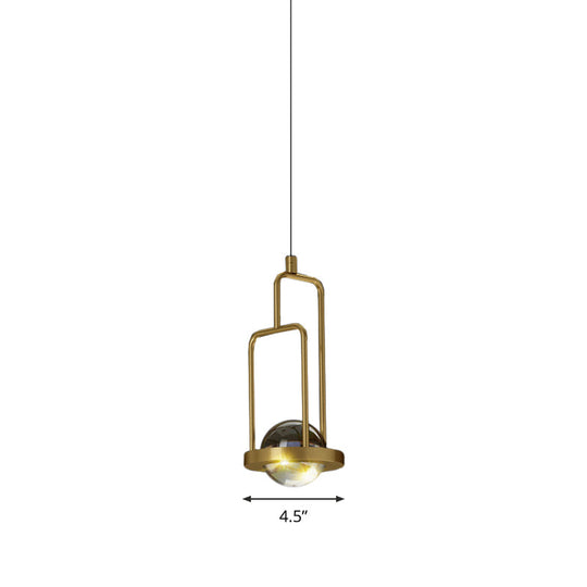 Minimalist Crystal Pendant Lamp With Gold Frame And Rectangle Design
