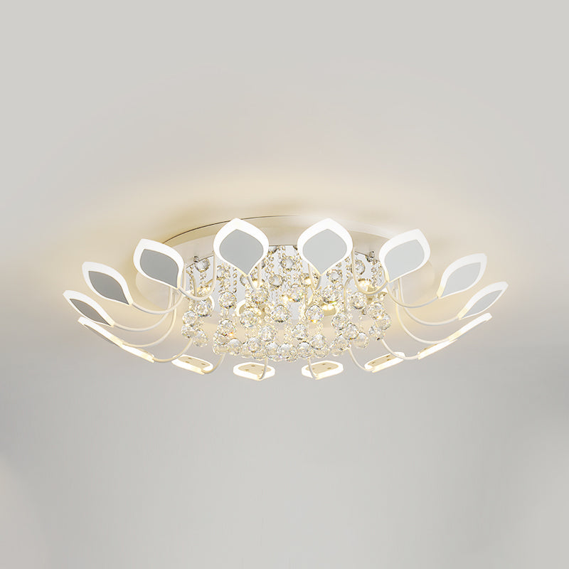 Leaf Acrylic Shade Sputnik Flush Mount Ceiling Light - Modern 8/10/12 Lights White/Black Bedroom