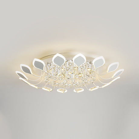 Leaf Acrylic Shade Sputnik Flush Mount Ceiling Light - Modern 8/10/12 Lights White/Black Bedroom