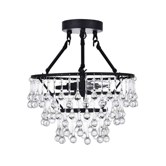 Black Crystal 2 - Light Semi Flush Chandelier With Contemporary Design