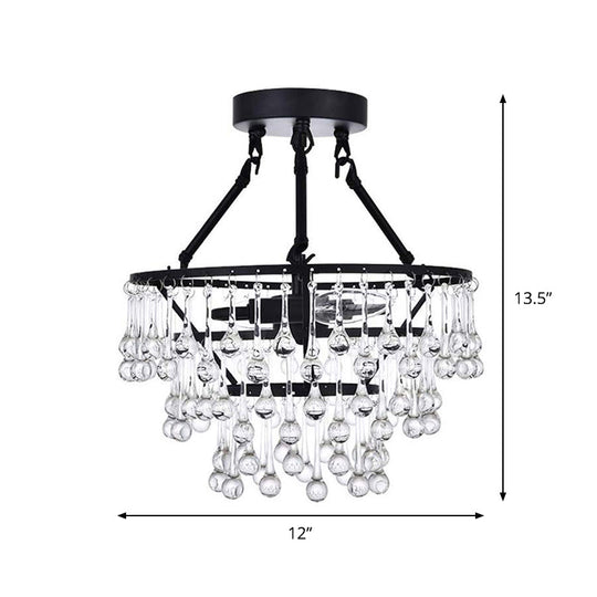 Black Crystal 2 - Light Semi Flush Chandelier With Contemporary Design