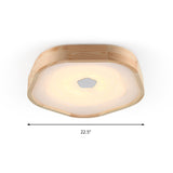Acrylic Led Wood Pentagon Flush Ceiling Light - Simple Style Beige Bedroom Fixture Warm/White