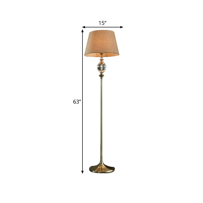 Crystal Stand-Up Lamp With Pleated/Tapered Shade: Traditional Living Room Reading Floor