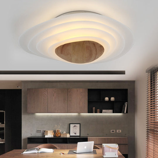 Nordic Planet Flush Mount Acrylic White Led Ceiling Fixture For Bedroom In Warm/White 18’/23.5’ Wide