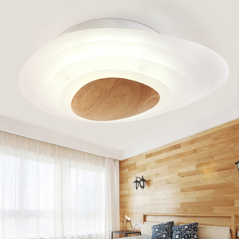 Nordic Planet Flush Mount Acrylic White Led Ceiling Fixture For Bedroom In Warm/White 18’/23.5’ Wide