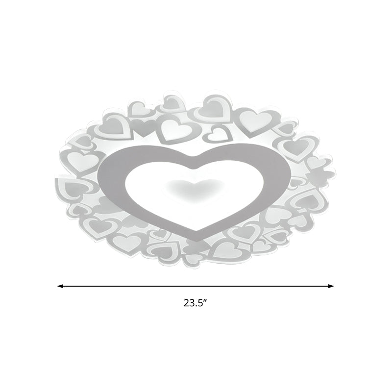 White Heart Shaped Led Flush Mount Ceiling Light For Bedroom 18’/23.5’ Dia