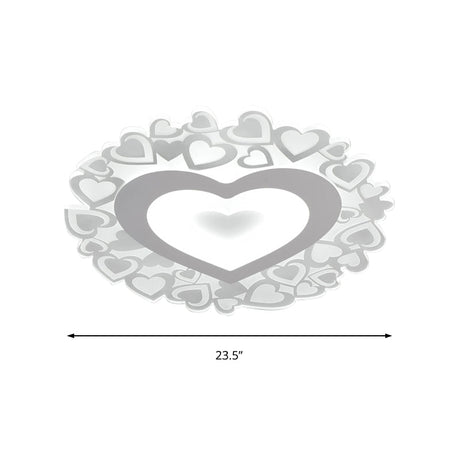 White Heart Shaped Led Flush Mount Ceiling Light For Bedroom 18’/23.5’ Dia