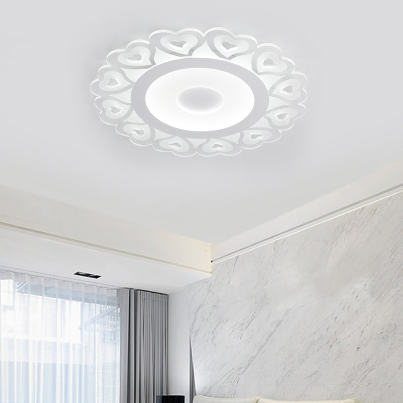 Ultra Thin Heart Pattern Led Ceiling Light - Simple Acrylic Flush Mount White 16’/19.5’/23.5’