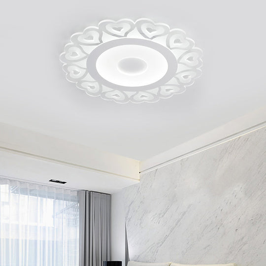 Ultra Thin Heart Pattern Led Ceiling Light - Simple Acrylic Flush Mount White 16’/19.5’/23.5’