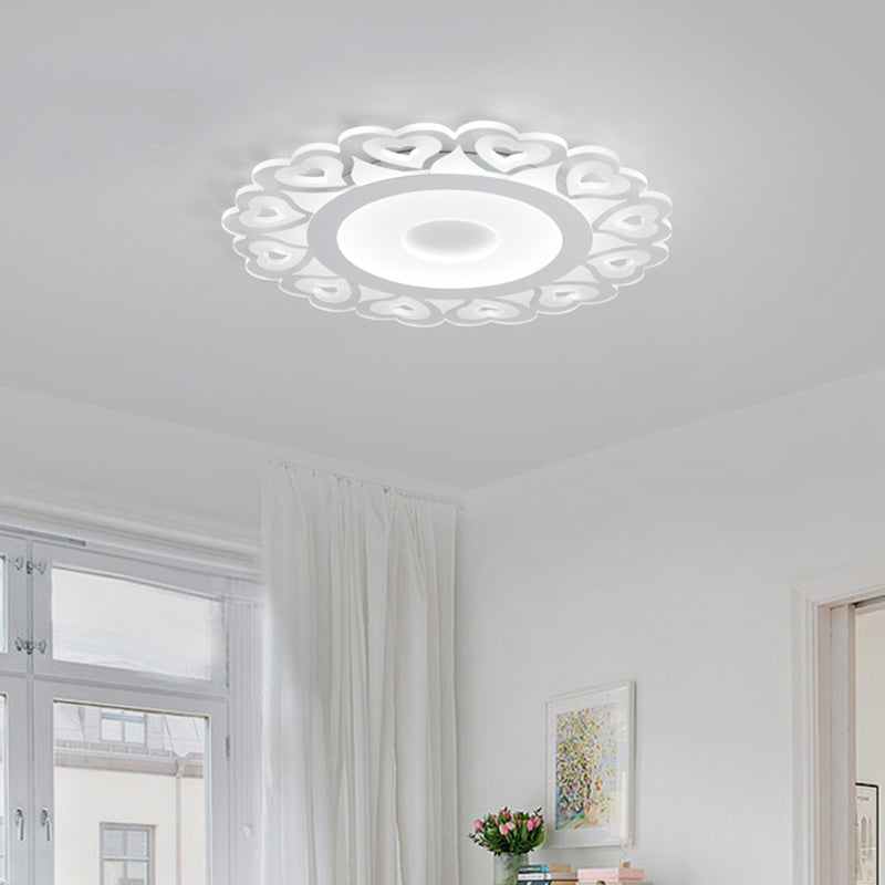 Ultra Thin Heart Pattern Led Ceiling Light - Simple Acrylic Flush Mount White 16’/19.5’/23.5’ Dia