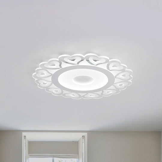 Ultra Thin Heart Pattern Led Ceiling Light - Simple Acrylic Flush Mount White 16/19.5/23.5 Dia