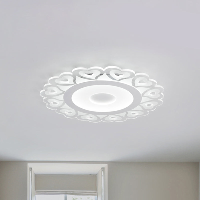 Ultra Thin Heart Pattern Led Ceiling Light - Simple Acrylic Flush Mount White 16’/19.5’/23.5’ Dia