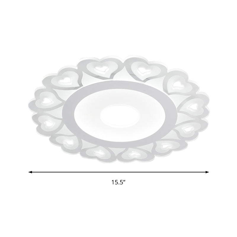 Ultra Thin Heart Pattern Led Ceiling Light - Simple Acrylic Flush Mount White 16’/19.5’/23.5’ Dia