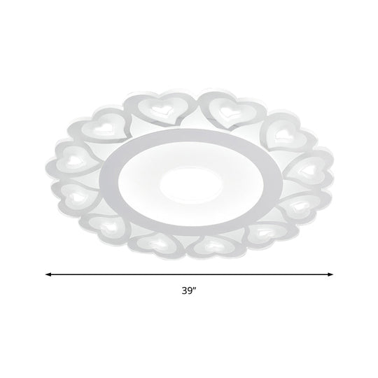 Ultra Thin Heart Pattern Led Ceiling Light - Simple Acrylic Flush Mount White 16’/19.5’/23.5’ Dia