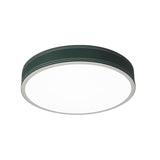 Nordic Led Disk Ceiling Light Red/Blue/Green Leather Flush Mount For Bedroom Warm/White 12/16/19.5