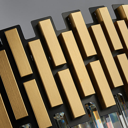 Contemporary Metal Pendant Chandelier With Round Shade & Faceted Crystal - Golden Hanging Light