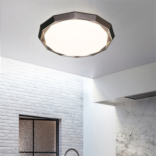 Flush Led Bedroom Ceiling Mount Light With Acrylic Frosted Diffuser - Brown 16/19.5 Dia