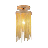 Modern Metal Chain Semi Flush Mount Lamp - 1 Light Ceiling Fixture For Living Room In