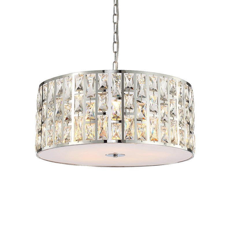 Contemporary Clear Crystal Chandelier With Metal Chain In Chrome - Perfect For Bedroom