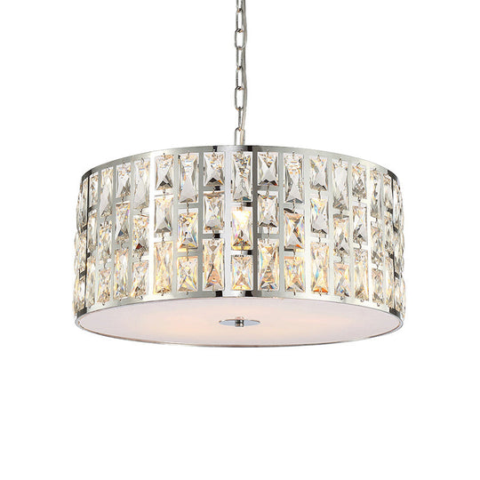 Contemporary Clear Crystal Chandelier With Metal Chain In Chrome - Perfect For Bedroom