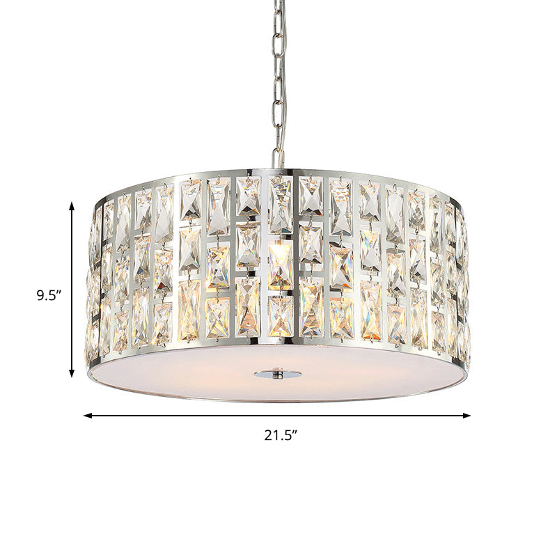 Contemporary Clear Crystal Chandelier With Metal Chain In Chrome - Perfect For Bedroom