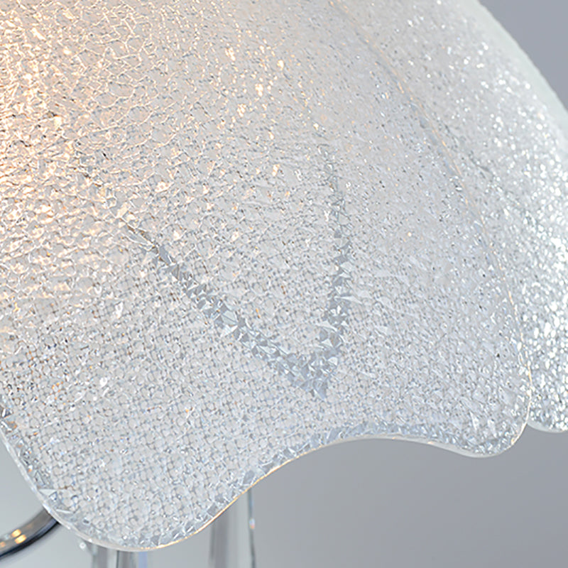 Hanging Chandelier Light W/ 5 Bulbs - Modern Glass Ceiling Fixture Chrome Frame & K9 Crystal