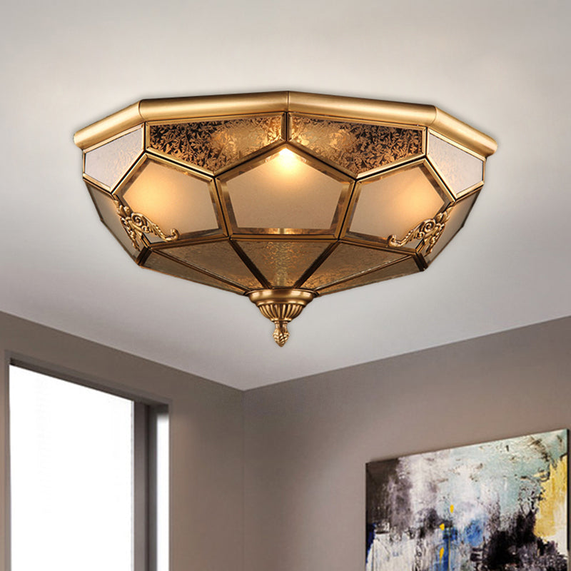 Traditional Opal Glass Ceiling Light Fixture - 14’/18’ Wide 3/4 - Head Flush Mount In Brass / 14’
