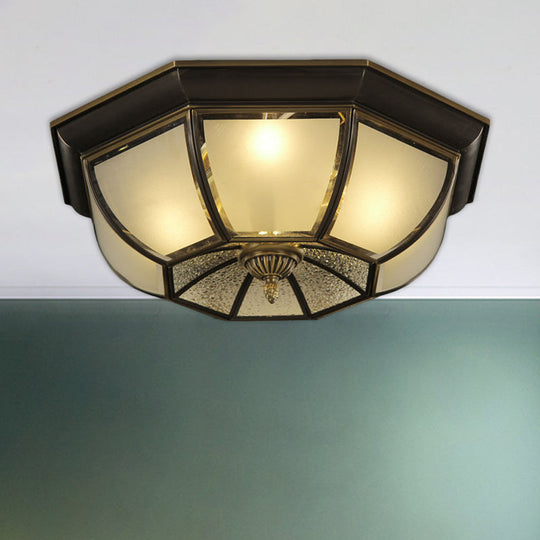 Frosted Glass Vintage Ceiling Fixture With 3/4-Bulb Black Flush Mount 14/18 Width