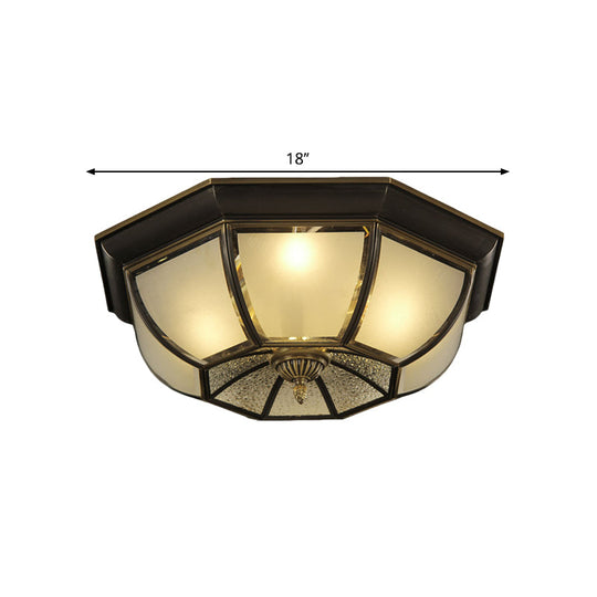 Frosted Glass Vintage Ceiling Fixture With 3/4 - Bulb Black Flush Mount 14’/18’ Width