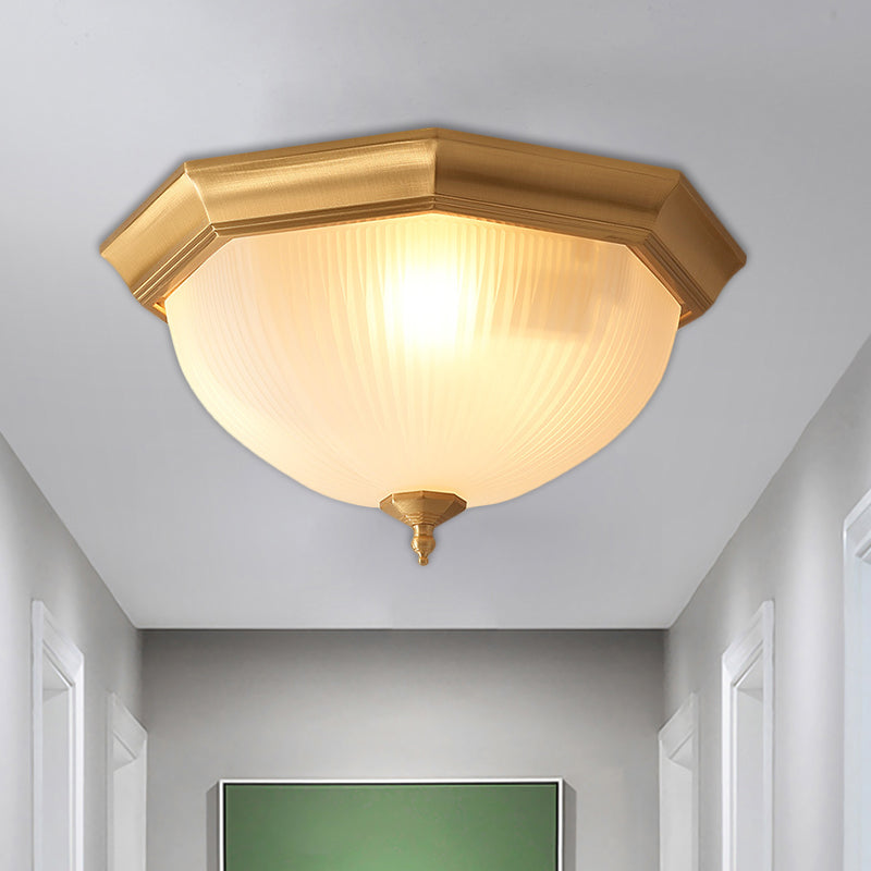 Ridged Dome Flush Mount Ceiling Fixture In Cottage Cream Glass - 12.5’/15’ Wide 2/3 - Head