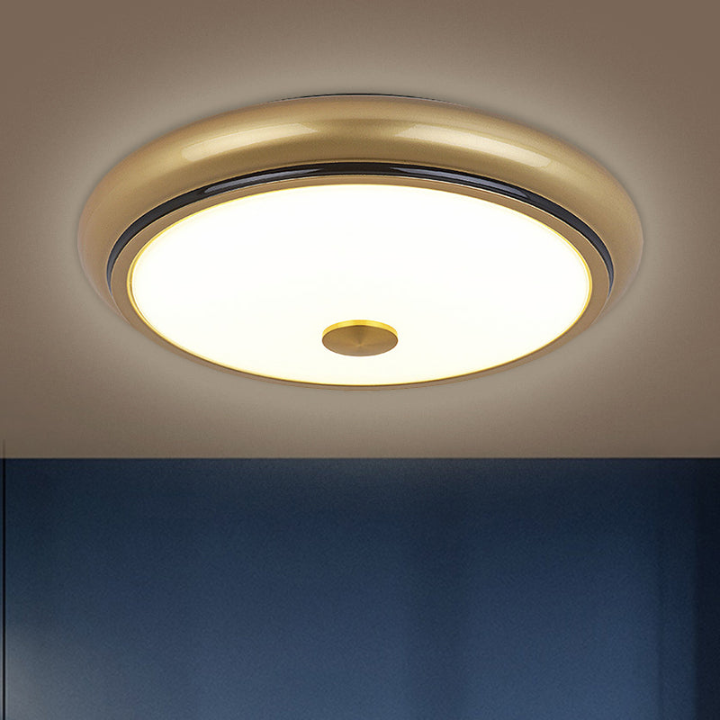 Traditional Circular Led Flush Mount Ceiling Light Fixture - 13/16/19.5 Wide Black/Gold With White