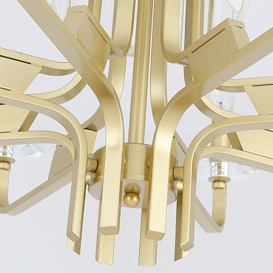 Vintage Brass Hanging Ceiling Light - 4/6/8 Lights With Crystal Deco