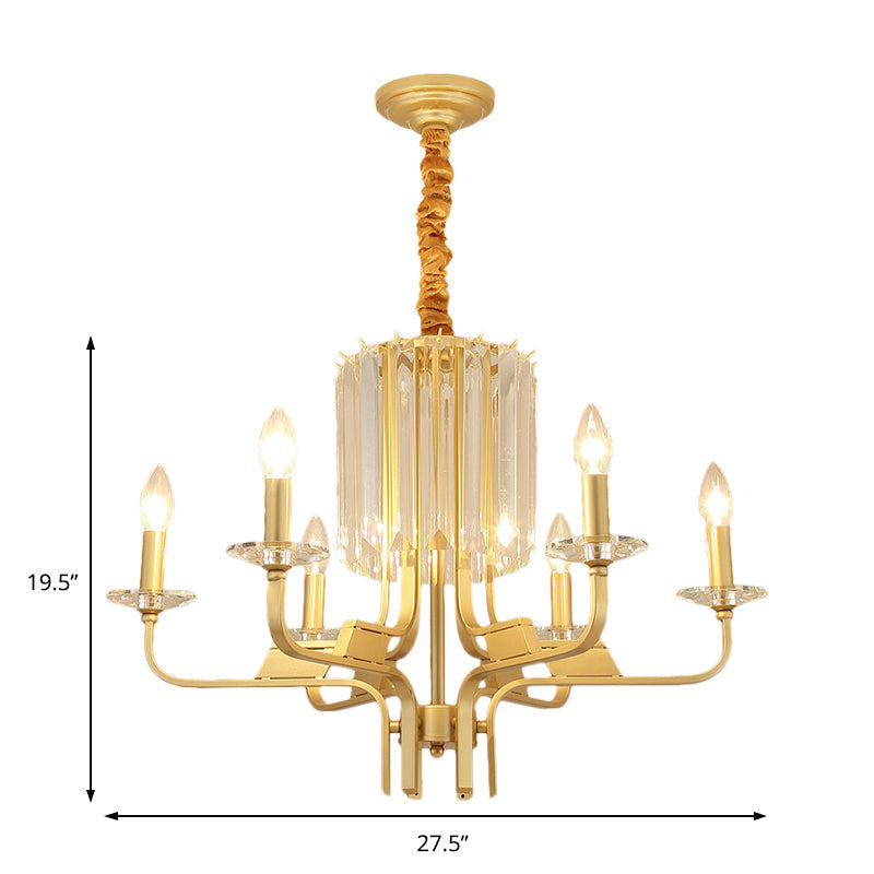 Vintage Brass Hanging Ceiling Light - 4/6/8 Lights With Crystal Deco