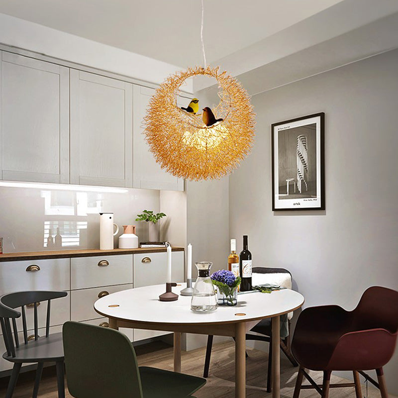 Gold Art Deco Chandelier - 2 Lights Ceiling Hung Fixture For Dining Room