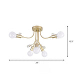 Black/White/Gold Metal Curved Arms Semi Flush Mount Light - Nordic Style 6/9 Lights Bedroom Ceiling