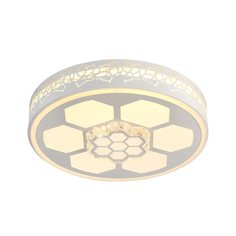 Modern Acrylic Ceiling Mount Light In White With Multi-Color Led Lighting And Crystal Accent