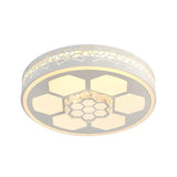 Modern Acrylic Ceiling Mount Light In White With Multi-Color Led Lighting And Crystal Accent