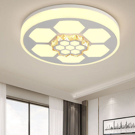 Modern Acrylic Ceiling Mount Light In White With Multi-Color Led Lighting And Crystal Accent / 3
