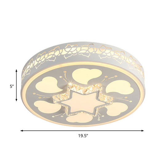 Modern Brown/White Circle Flush Ceiling Light With Led Acrylic & Crystal In White - 3 Color