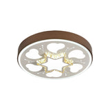 Modern Brown/White Circle Flush Ceiling Light With Led Acrylic & Crystal In White - 3 Color Lighting
